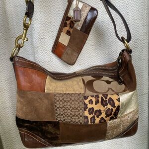 Coach Patchwork Brown Leather Shoulder Bag
